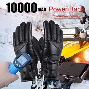 Electric Heated Leather Gloves for Outdoor Use